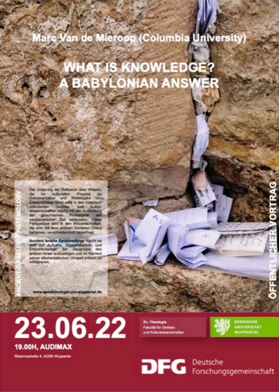 Marc Van De Mieroop (New York City) – What is Knowledge? A Babylonian Answer (Public Lecture)